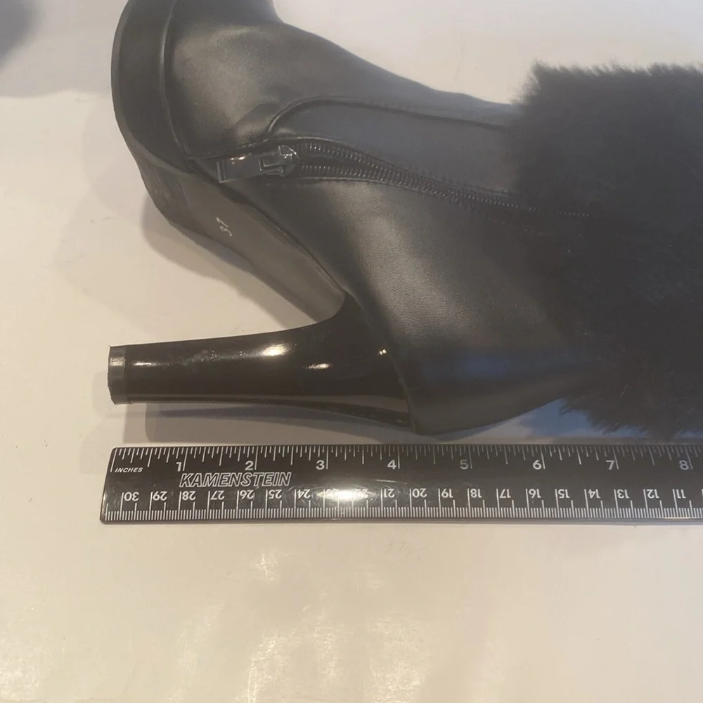 Meechi Black Faux Leather High Heel Platform Bootie - Picture 6 of 13